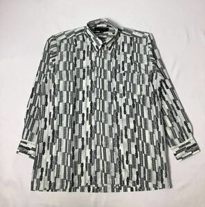 (未使用) STEFANO VALENTINO // 長袖 総柄 ポリシャツ (オフホワイト系) サイズ M