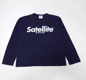 Satellite サテライト // 長袖 ロゴプリント Tシャツ・カットソー (濃紺系) サイズ M