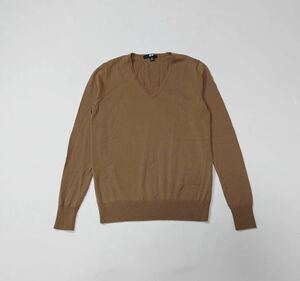 (未使用 レディース) UNIQLO ユニクロ // 長袖 Vネック ウール ニット セーター (ライトブラウン系) サイズ M