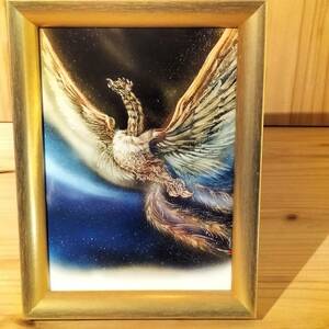 Art hand Auction Peintre à l'encre contemporain Hakudo ☆ Rainbow Suzaku Gold (reproduction) / Carte autographe dessinée à la main incluse Oiseau, Phénix, Suzaku, Dragon Peinture Art Moderne Livraison gratuite♪, ouvrages d'art, peinture, autres