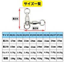 【送料84円】ベアリング親子サルカン #2/#3(33㎏) 5個セット ステンレス製スイベル 高強度溶接リング 高耐久 泳がせ釣り 深海釣り_画像2