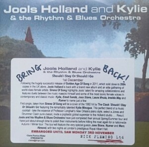 レア盤/Jools Holland And Kylie(Kylie Minogue) &The Rhythm & Blues Orchestra/Should I Stay Or Should I Go(Ash Howes Radio Edit)