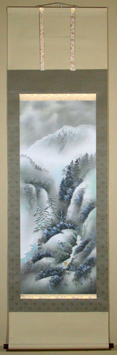 Hanging scroll Japanese painting Suzuki Koun Snow Landscape, Artwork, Painting, Ink painting