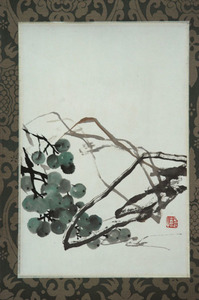 Art hand Auction hanging scroll, Tea hanging, Ink painting, Chinese painting by Shinzhi, Grape painting by He Zongsun, known as Shinzhi, Artwork, Painting, Ink painting