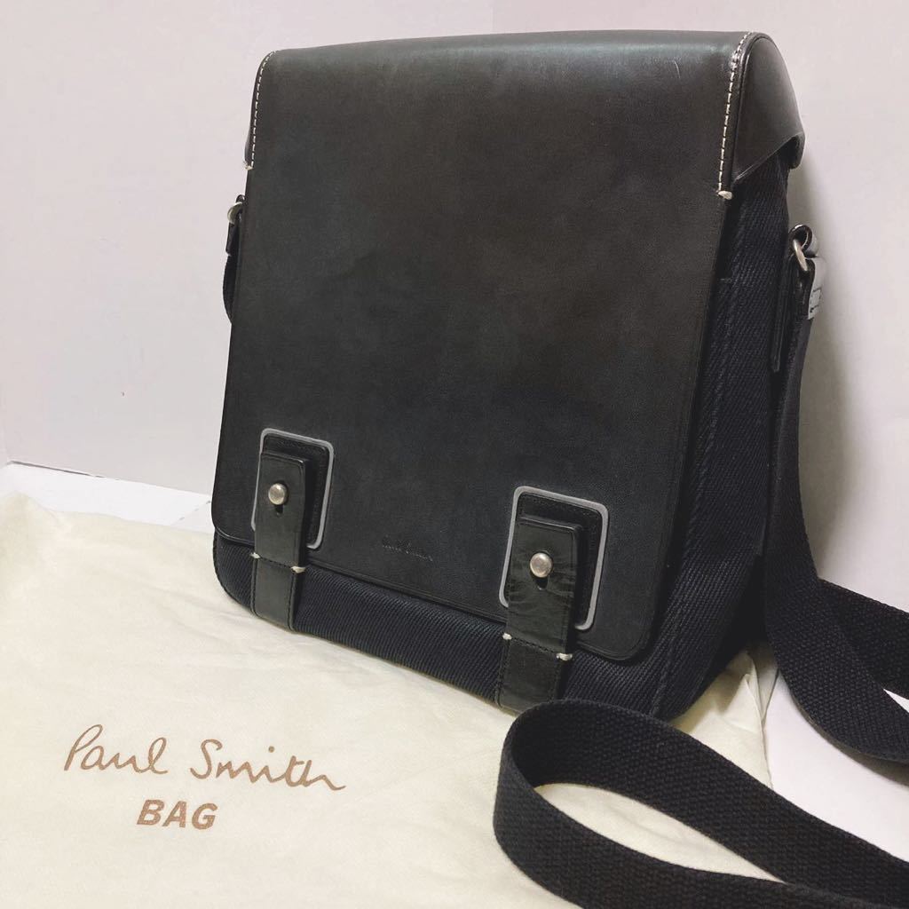 ○☆新品 未使用 Paul Smith エンブロイストライプ 定番ショルダー 黒