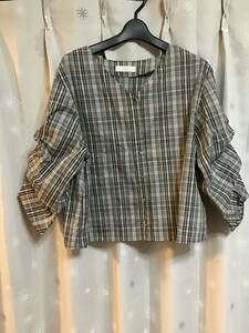 美品【Discoat/ディスコート】七分袖チェック柄ブラウス/M★カシュークル★レディース★USED