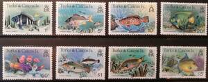 タークス・カイコス 魚(8種,'81版) MNH