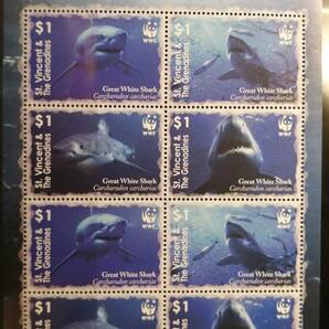 セントヴィンセント・グレナディン サメ(WWF)(4種(8枚)シート) MNHの画像1