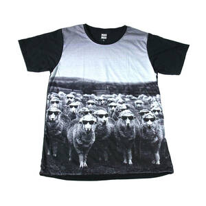 アニマルプリント サングラス ヒツジ 羊 ジョーク ストリート系 デザインTシャツ おもしろTシャツ メンズTシャツ 半袖 ★E458XL