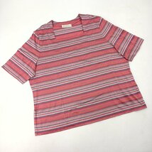 JARDIN ジャルダン カットソー 2枚 LLサイズ 15号 スクエアネック 綿100％ 日本製 半袖 Tシャツ ポロシャツ レディース ボーダー 赤 未使用_画像5