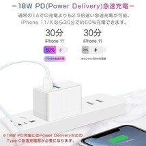 Type C Lightningケーブル 1m PD充電 18W 急速充電 高速データ転送 通信 USB C ライトニング Power Deliverly 1ヶ月保証「TYPEC-LTN1M.C」_画像4