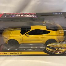 auto world 1/18 FORD MUSTANG GT 5.0 2016年 イエロー×ブラック ストライプ ミニカー 黄色 フォード マスタング モデルカー アメ車 aw_画像5