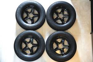  spew groove Jimny tire wheel 4 pcs set 215/70R16 DM-V2 WEDS KEELER key la- Tacty ks gloss black 16 -inch 5H 139.7 5.5J +22