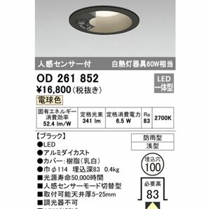 OD261852 オーデリック　ODELIC 屋外　人感センサー　照明　黒　ライト　施主支給　リノベーション