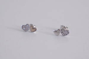 AGATHA/ Agata *925/ silver * earrings * Heart * rhinestone *