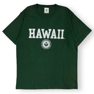 UNIVERSITY OF HAWAII ハワイ大学 カレッジロゴ プリント 半袖 Tシャツ S/S コットン トップス 公式 オフィシャル F グリーン