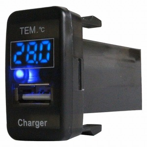 【トヨタB】 タントカスタム L375/385S LED/ブルー 温度計+USBポート 充電 12V 2.1A 増設 パネル USBスイッチホールカバー 電源