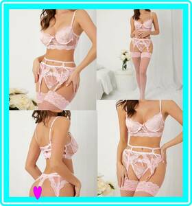 ♥ super Sexy! under wire! garter Ran Jerry set! embroidery! mesh! net tights attaching! beautiful Ran Jerry ♥T32