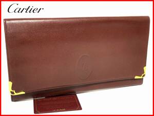  prompt decision Cartierkaruti folding twice purse clutch bordeaux wallet lady's men's D6