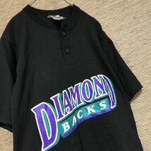 マジェスティック 半袖Tシャツ ダイヤモンドバックス　メジャーリーグ　ヘンリーネック15 古着　入手困難 激レア 希少 ベースボール_画像9