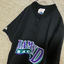 マジェスティック 半袖Tシャツ ダイヤモンドバックス　メジャーリーグ　ヘンリーネック15 古着　入手困難 激レア 希少 ベースボール_画像8