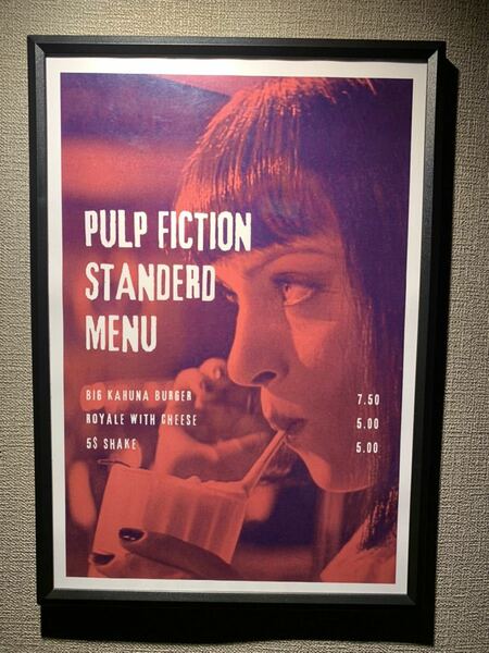 PULP FICTION menuパルプフィクション タランティーノA4 ポスター 額付き 送料込み ①