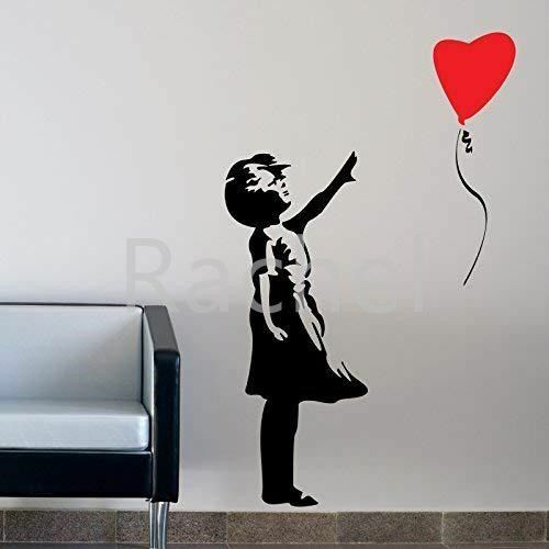 ウォールステッカーX37　バンクシー　少女　赤い風船　壁アート　ウォールデコ　DIY　デコレーションシール　剥せるシール