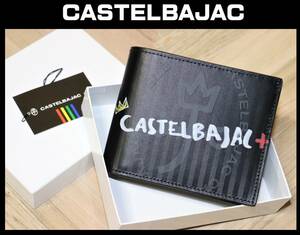 送料無料 特価即決【未使用】 CASTELBAJAC ★ 牛革 二つ折り財布 ★ カステルバジャック 078613 税込定価1万5400円 黒 家紋