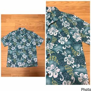 着用極少な目.美品☆Hawaii.USA製／ROYAL CREATIONS・M大き目.日本L-XL並 半袖アロハシャツ ハワイアン総柄リバースオールプリント 希少色の画像1