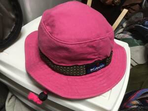 2303日本製カブーKavuコットンツイル ストラップ バケットHAT56cmハット帽子フェスOUTDOORアウトドアKIDSキッズPINKピンク