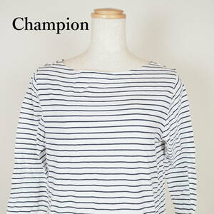 L0564*Champion*チャンピョン*レディースTOPS*サイズM*白×黒ボーダー*