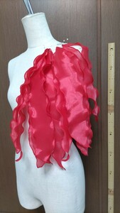 社交ダンス　フロート　ワカメ　バングル無し　リメイク　レッドB②　深紅　濃い赤　ハンドメイド（F53）