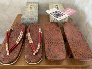  не использовался Цу легкий краска geta Hirosaki прикладное искусство 2 пара Showa Retro 