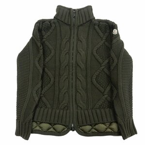 【美品】MONCLER モンクレール ロゴワッペン MAGLIONE TRICOT CARDIGAN ニット カーキ/オリーブ 国内正規 サイズS メンズ