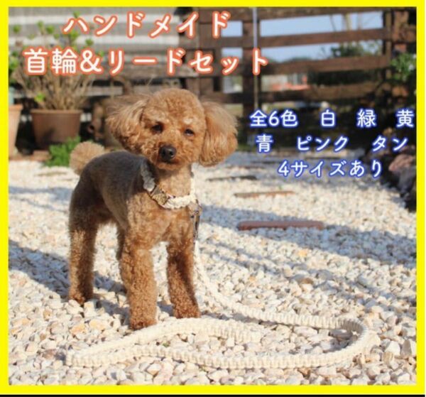 ☆犬用 Mサイズ 小型犬 中型犬 大型犬 可愛い オシャレ首輪＆リードセット　ハンドメイド　各カラー　ペット　愛犬