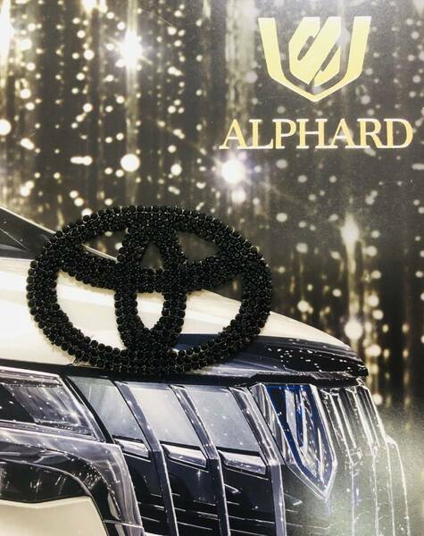 A=BK2★新品★トヨタ ALPHARD アルファード 20系 30系 前期 後期★インナー ステアリング エンブレム ブラックストーン ステッカー