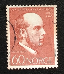 世界の人物切手 （ノルウェ－）フラース・オルセン・スクレフスルード　1967-9-26発行 