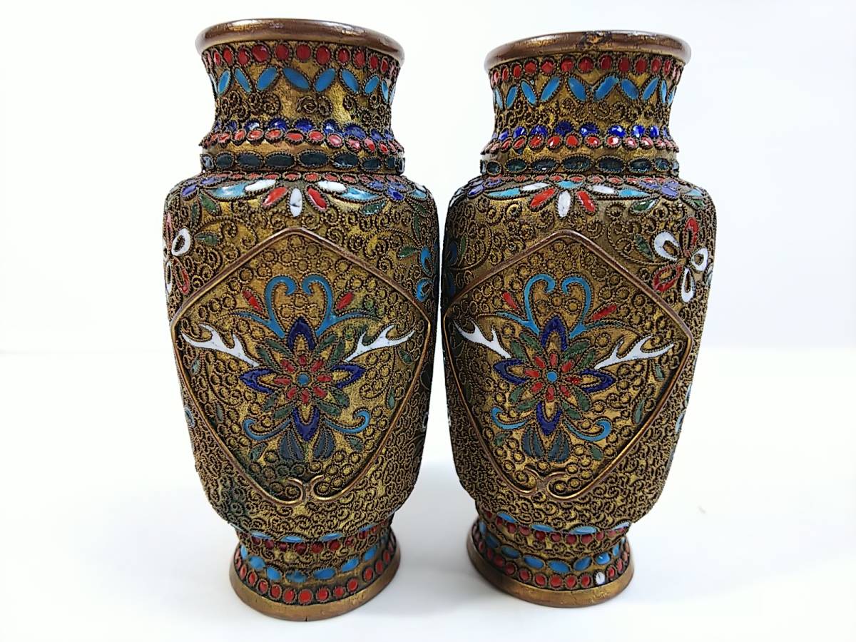 中古 送料込 真鍮製? 花入れ 花瓶 笑春/昭和十四年 松本少佐 金属工芸