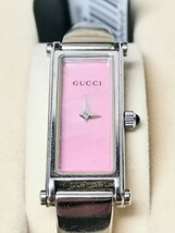 GUCCI　グッチ　腕時計　レディース　1500L　ピンク文字盤　クオーツ　箱　カード付　動作中　410025_画像1