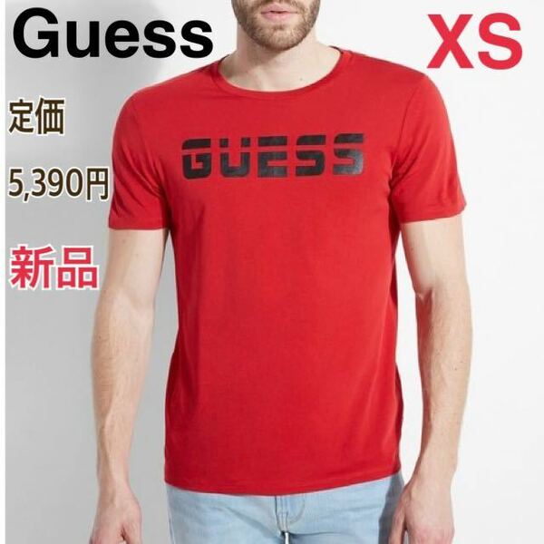 新品 Guess 半袖 ロゴTシャツ カットソー メンズ XS レッド ゲス 赤 SS クルーネックT プルオーバー レディース シャツ トップス 紳士服GU