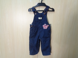 b447◆OSHKOSH コーデュロイオーバーオール◆オシュコシュ size:12M ネイビー系 コットン100％ キッズ 子供服 オールインワン US古着 5C