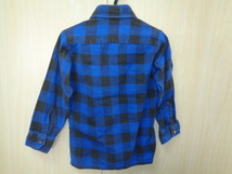 b32◆90s The Great Plains Clothing Company キッズ チェックフランネルシャツ◆size5 子供服 青色系 綿100％ 長袖 ゆうパケット発送5C_画像3