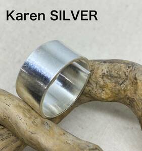 Art hand Auction 232 Toki co-016 Open ring, width 11mm, flat wide, handmade, Karen silver, Toki co-016, ring, Silver, No. 22~
