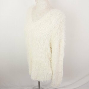 ROSE BUD ローズバッド FEATHER KNIT V/N P/O レディース トップス フェザー モヘア調 Vネック 無地ニット セーター WHITE F