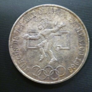 ◆H-76993-45 メキシコ 1968年 メキシコシティオリンピック 25ペソ銀貨 硬貨1枚の画像1