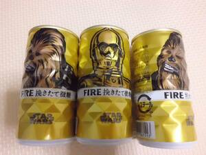キリン ファイアFIRE 空き缶 スターウォーズ チューバッカ2缶＆C-3PO1缶　