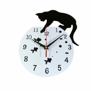 掛時計　時計　黒猫　壁掛け時計　金魚柄　可愛い　おしゃれ　インテリア　北欧 かわいい 雑貨 デザイン 猫 シルエット ネコ