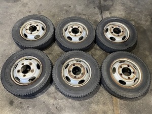 （148SS）【205/80R17.5】ブリヂストンBLIZZAK W965【17.5×5.25】TOPY 5穴 中古スタッドレスタイヤ＋鉄チン 6本セット