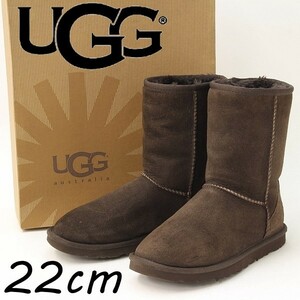 ◆UGG アグ 5825 CLASSIC SHORT クラシック ショート シープスキン ムートン ブーツ チョコレート(ダークブラウン) 22cm