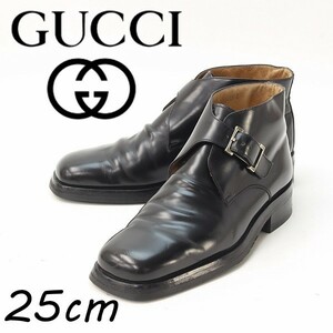 ◆GUCCI グッチ レザー モンクストラップ ブーツ 黒 ブラック 40E